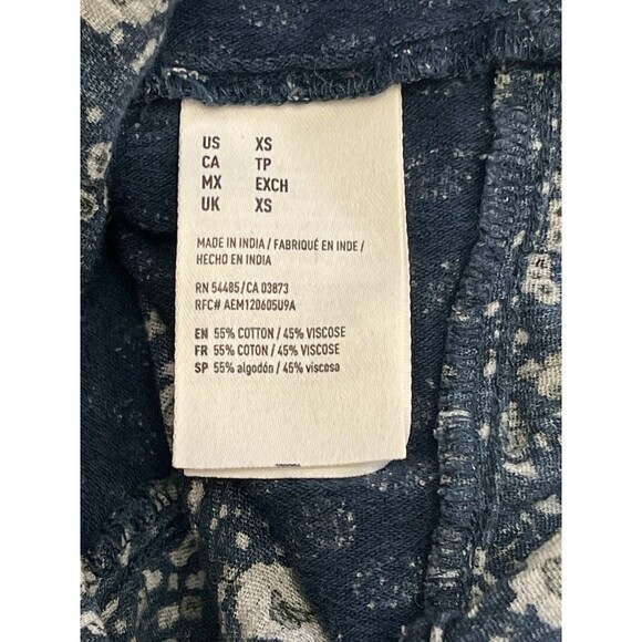 American Eagle Boho Peasant Blouse Lace Up Floral Top XS Cottagecore Romantic - Picture 4 of 4